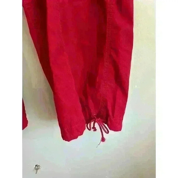 Norma Kamali Cranberry Cropped Capri Drawstring Hem Cargo Pants Women's 16 - Picture 3 of 6